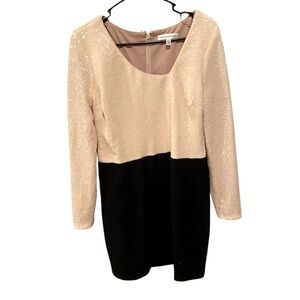 Dress the Population Sequin Cream and Black Dress